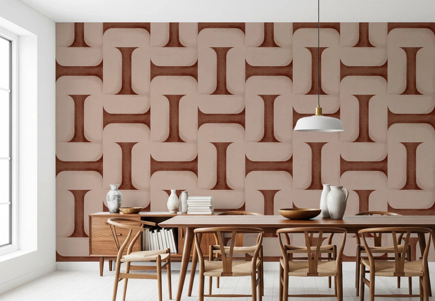 Modern Textured Tiles Copper Wallpaper⁠