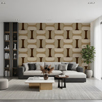 Modern Textured Tiles Earthy Wallpaper⁠