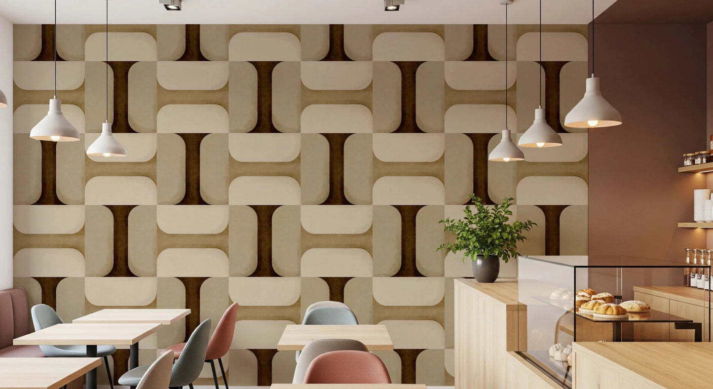 Modern Textured Tiles Earthy Wallpaper⁠