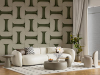 Modern Textured Tiles Olive Wallpaper⁠