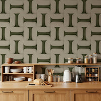 Modern Textured Tiles Olive Wallpaper⁠