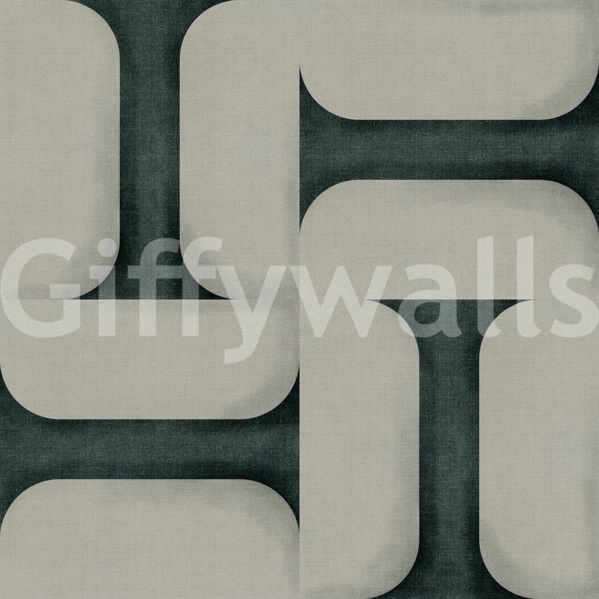 Modern Textured Tiles Vintage Denim wallpaper close-up showing the teal and cream interlocking tile pattern