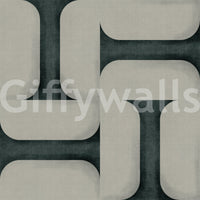 Modern Textured Tiles Vintage Denim wallpaper close-up showing the teal and cream interlocking tile pattern