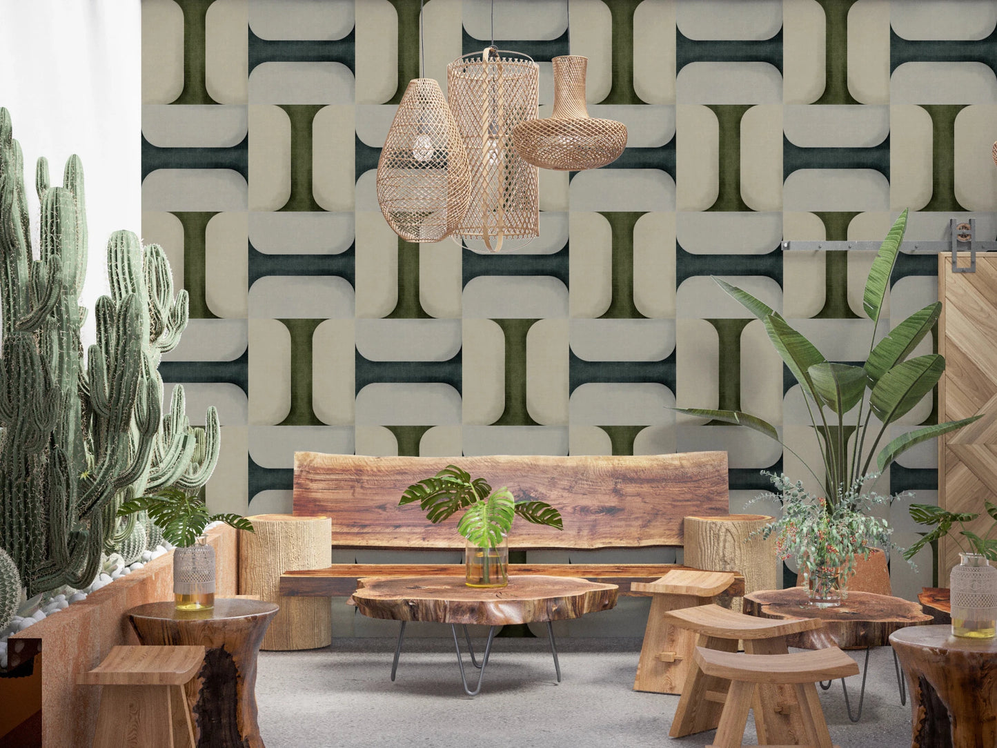 Modern Textured Tiles Winter Wallpaper⁠