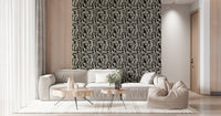 Intricate Modern Tribal Maze pattern, dense graphic texture, room accent.