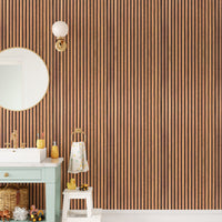 Smooth matte finish of modern light-brown timber slat wall mural.