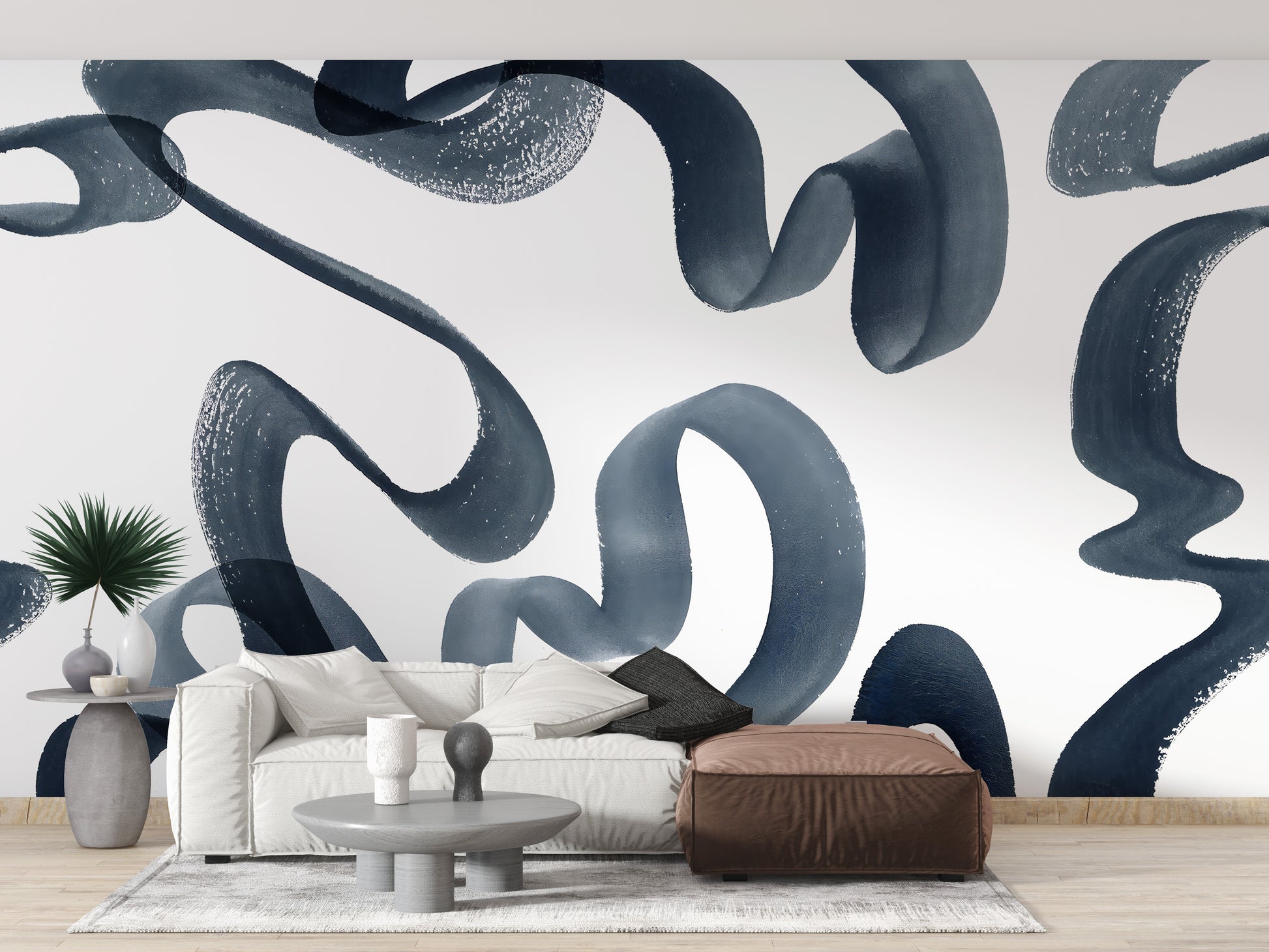 Watercolor Blue Swirls Wallpaper Mural - Giffywalls