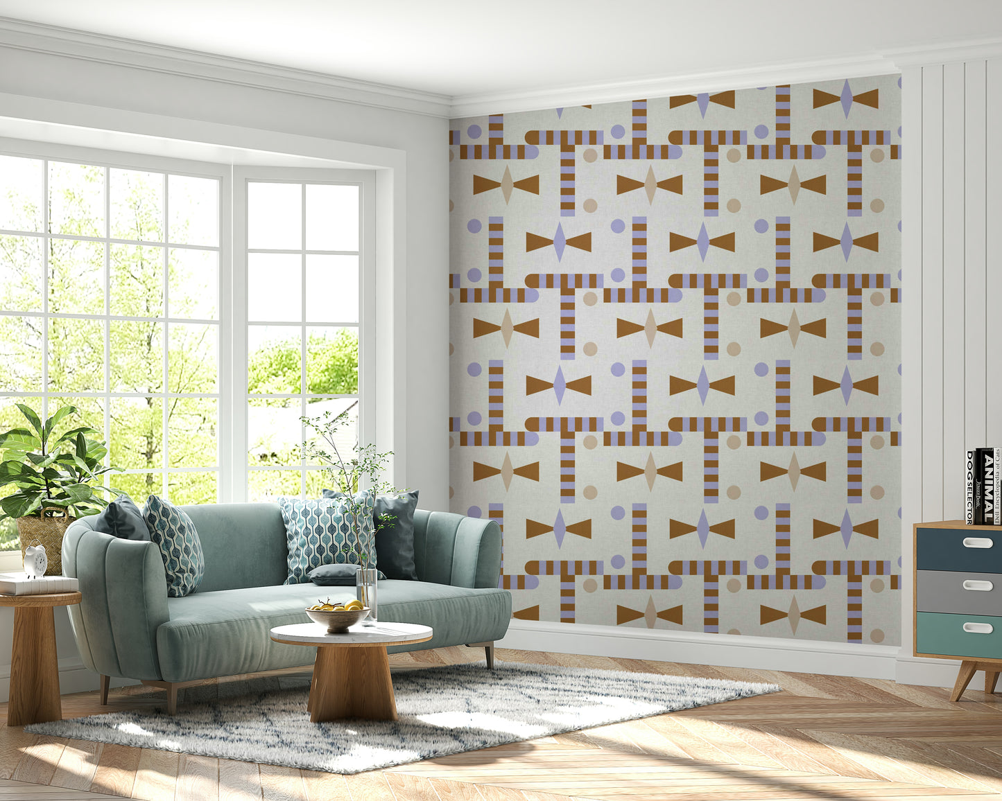 Geometric woven effect wallpaper for decor

