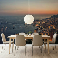 Monaco Nights mural displaying illuminated high-rise urban architecture.