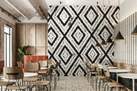 Entryway with Monochromatic Mosaic wallpaper

