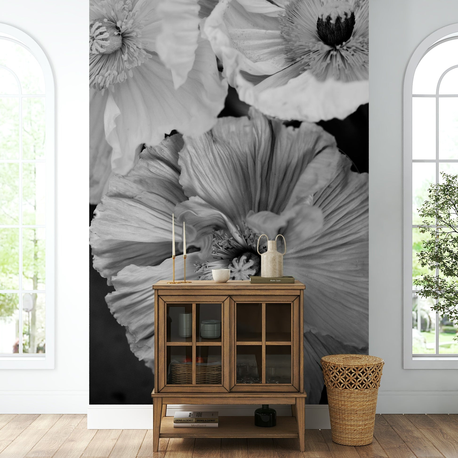 Celebrates botanical forms in a classic palette.

