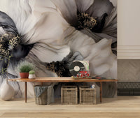 Flowing organic shapes Monochrome Petal Ink Flow Harmony wallpaper