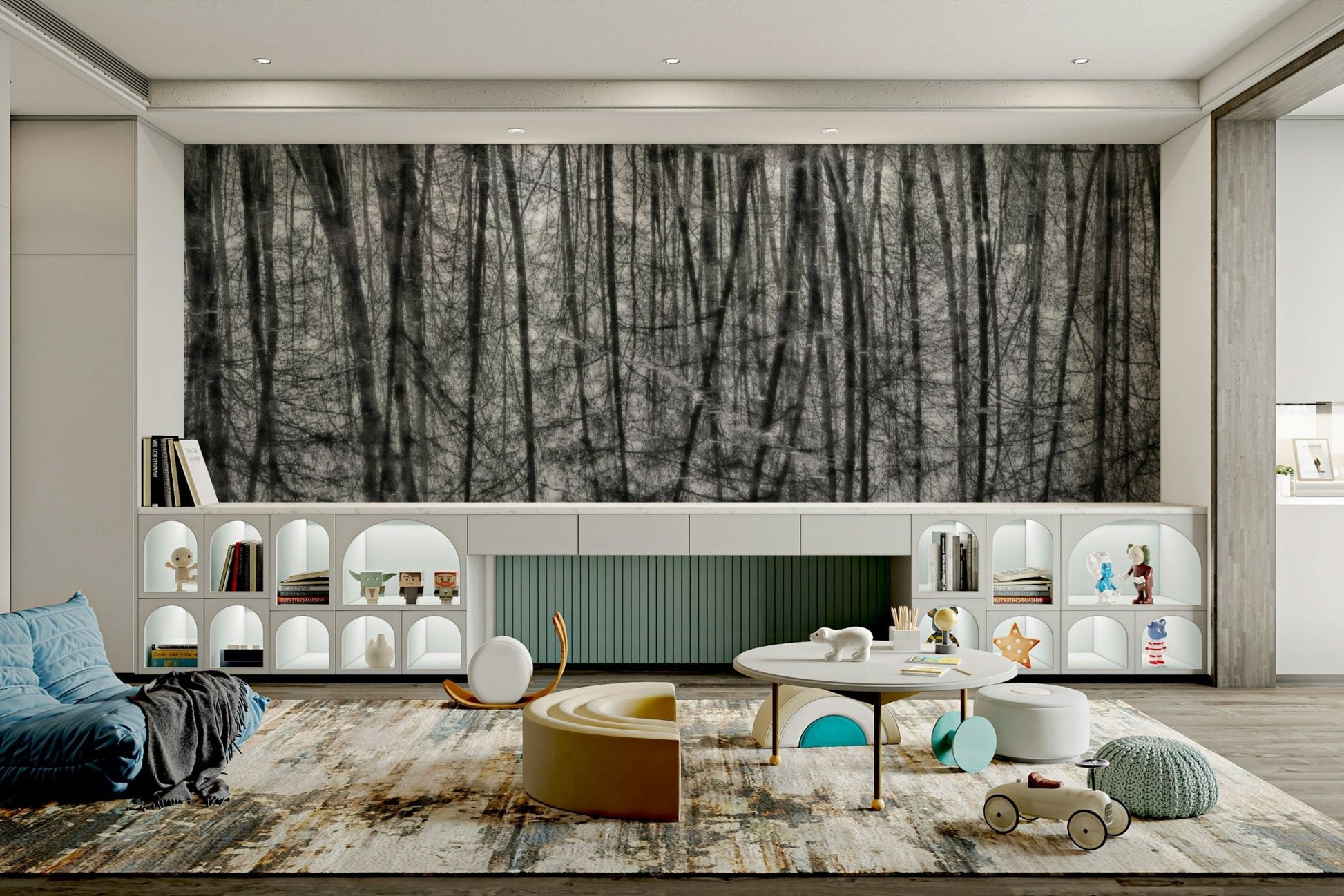 Calm mirrored trees wall mural
