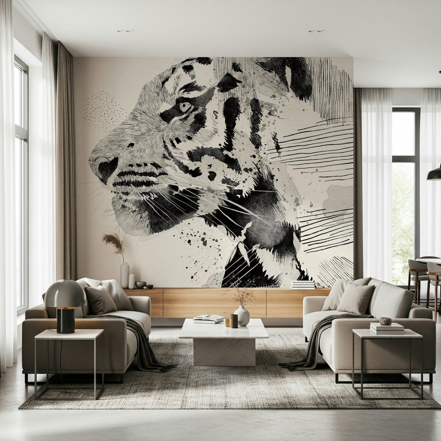 Tiger Ink Portrait Wall Mural