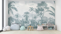 Elegant monochrome jungle wallpaper for modern interiors
