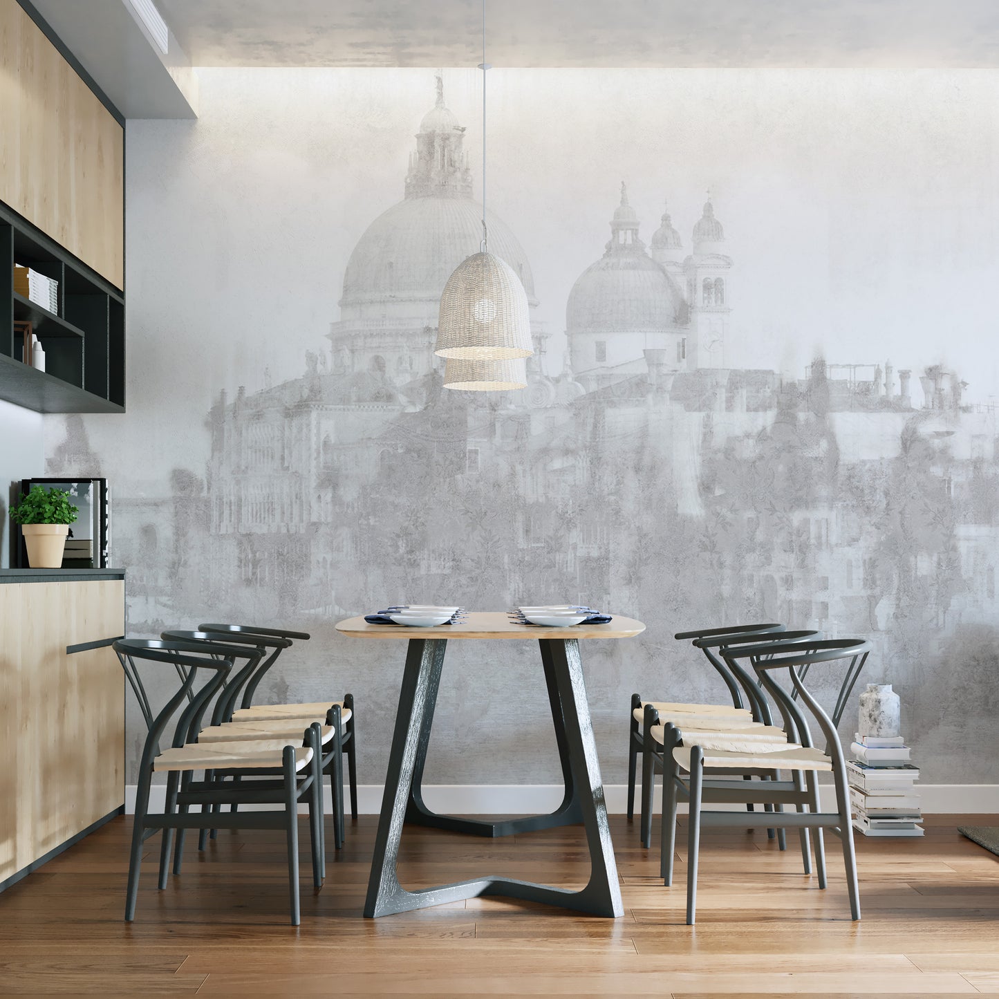 Monochrome Venice Cityscape Wall Mural