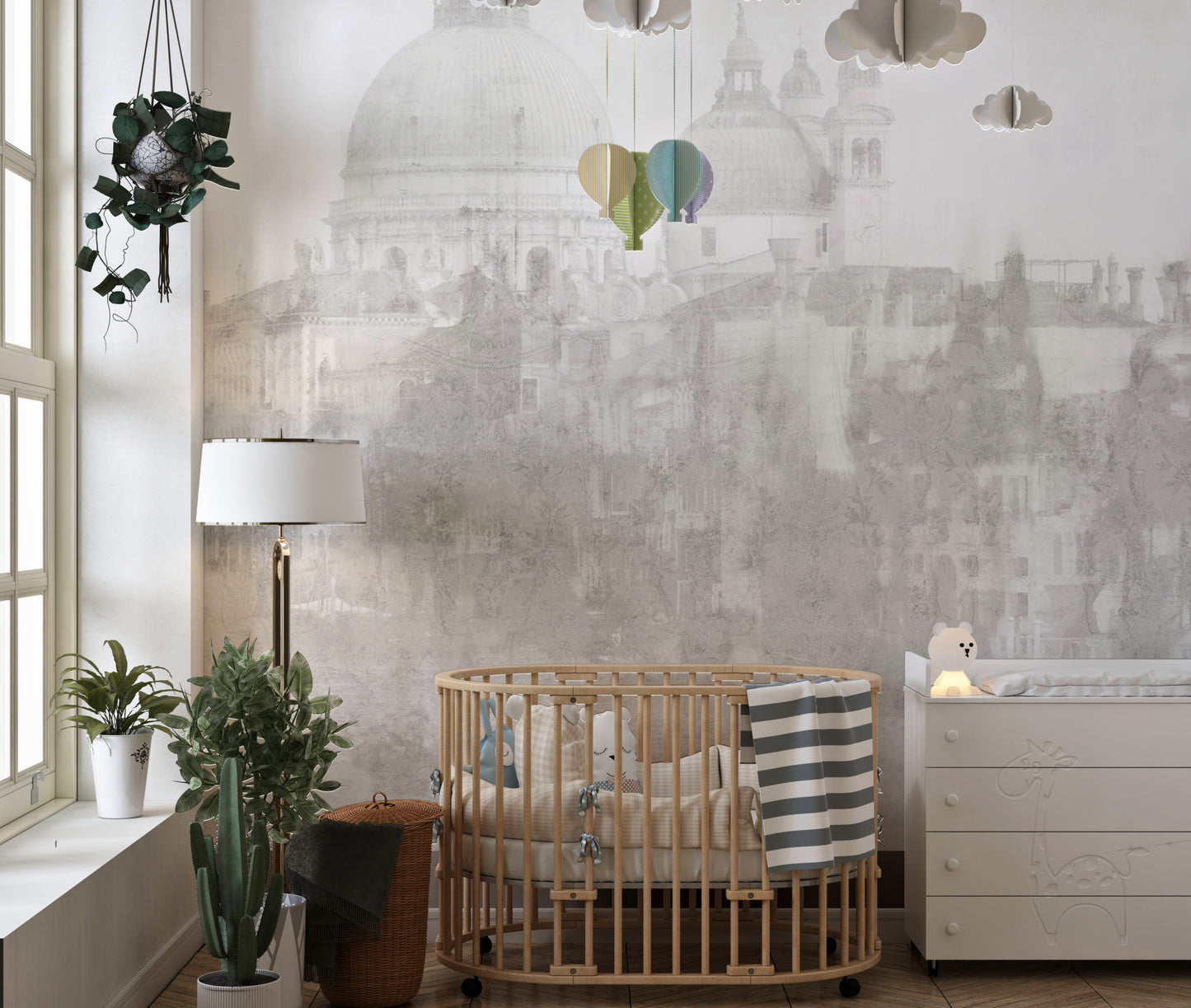Monochrome Venice Cityscape Wall Mural