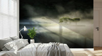 Monochrome Woodland Veil artwork, glowing center contrasting with dark borders.