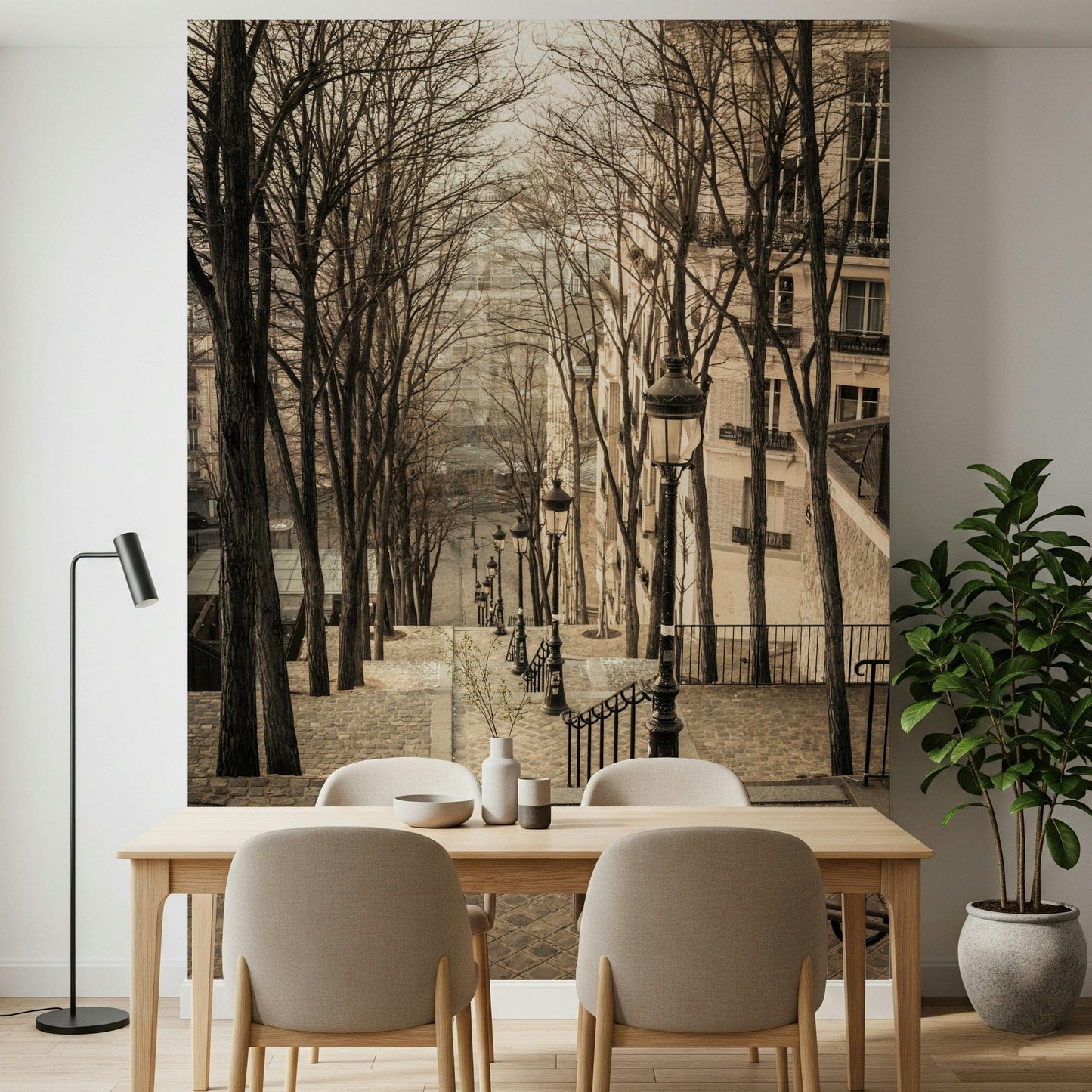 Sacré-Cœur Steps Mural Winding stone pathway winter mood wallpaper.