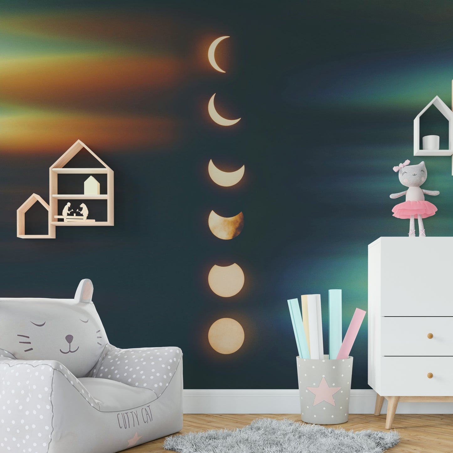 A seamless pattern for a bedroom or nursery.

