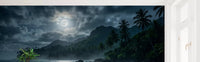 Nighttime botanical wallpaper featuring moonlit tropical plants 