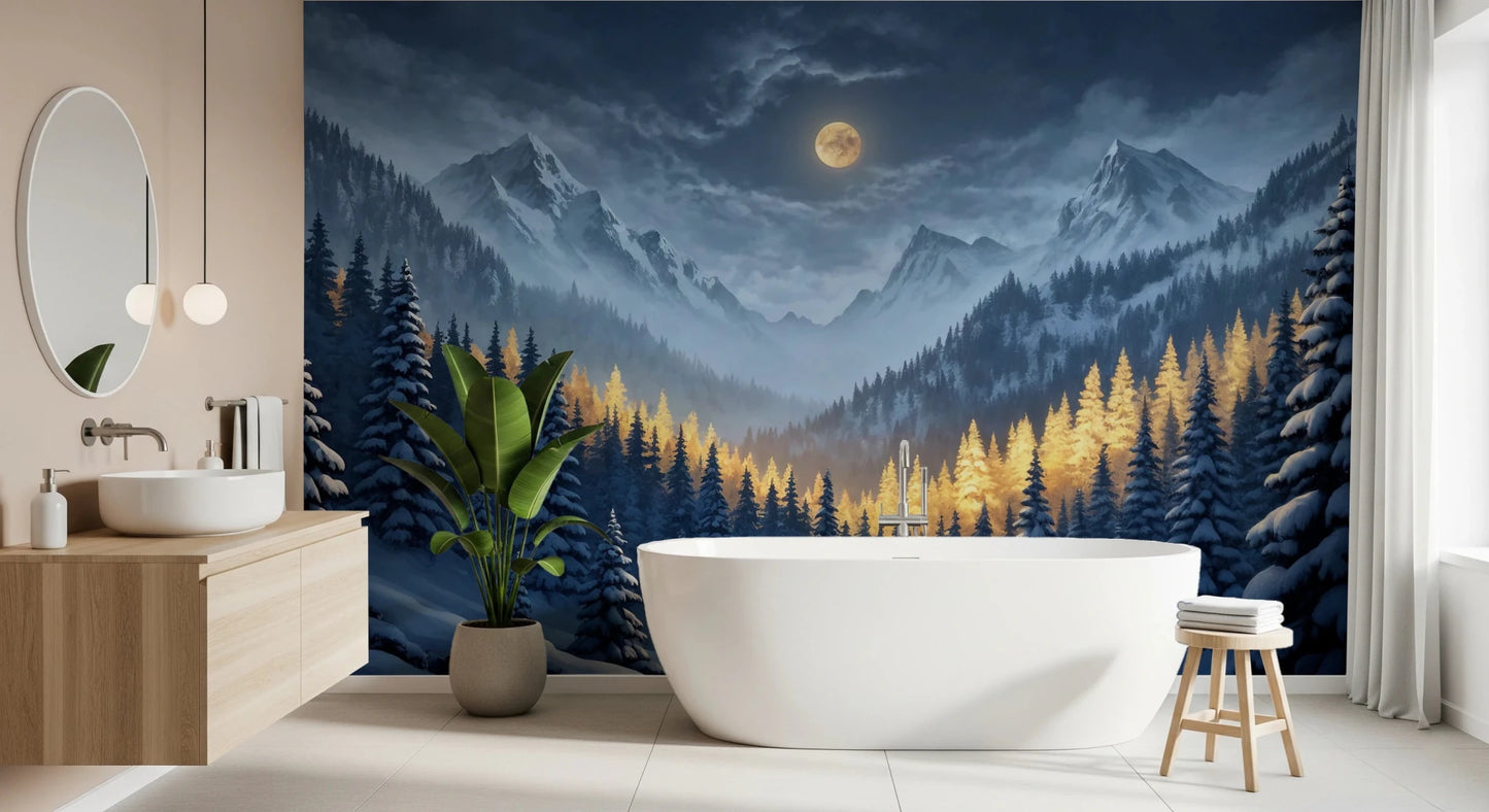 Moonlit Winterscape Wall Mural