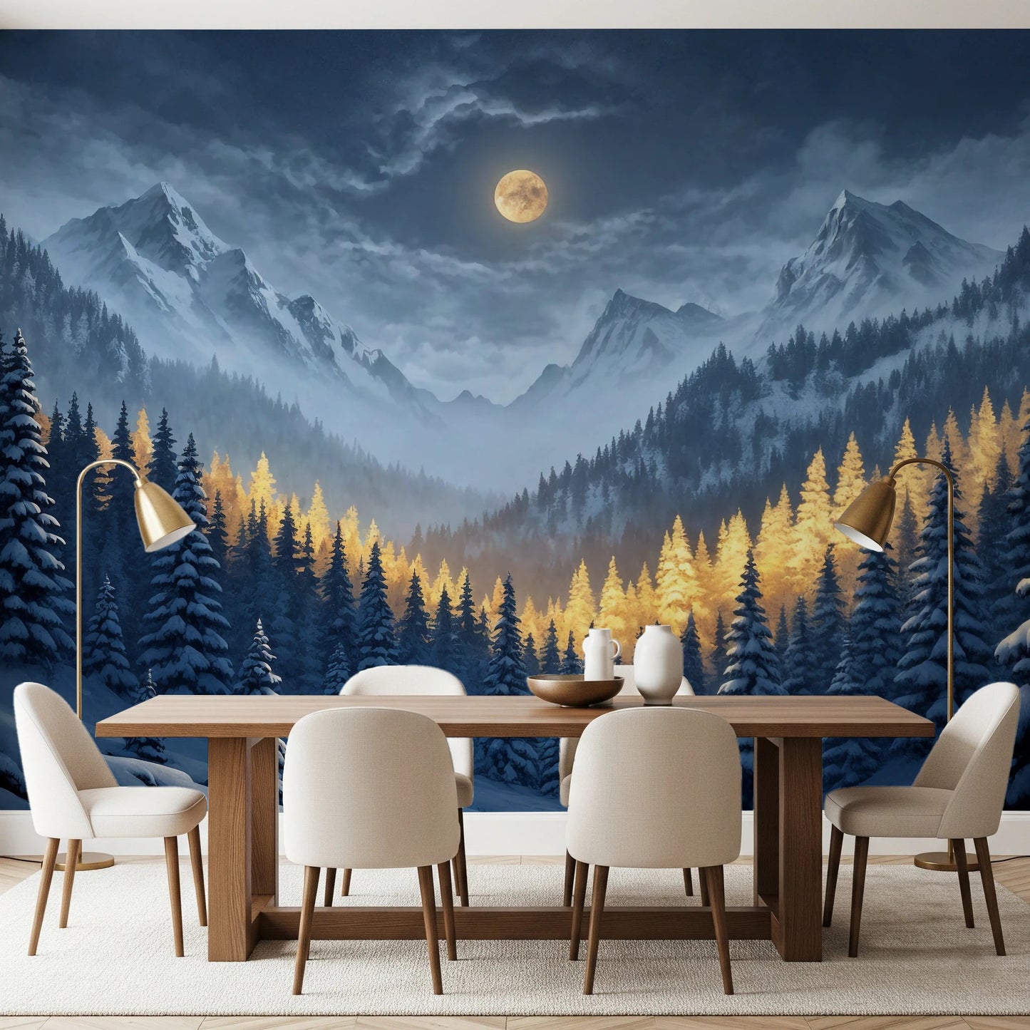 Moonlit Winterscape Wall Mural