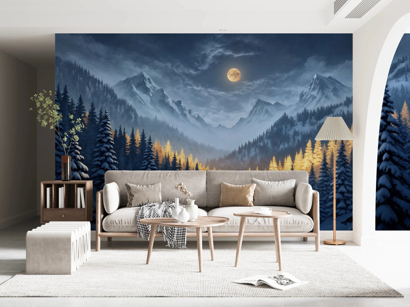 Moonlit Winterscape Wall Mural