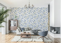 Charming cottagecore Morning Glory wall mural for cozy bedroom interiors