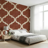 Bold Moroccan pattern wallpaper in warm amber palette