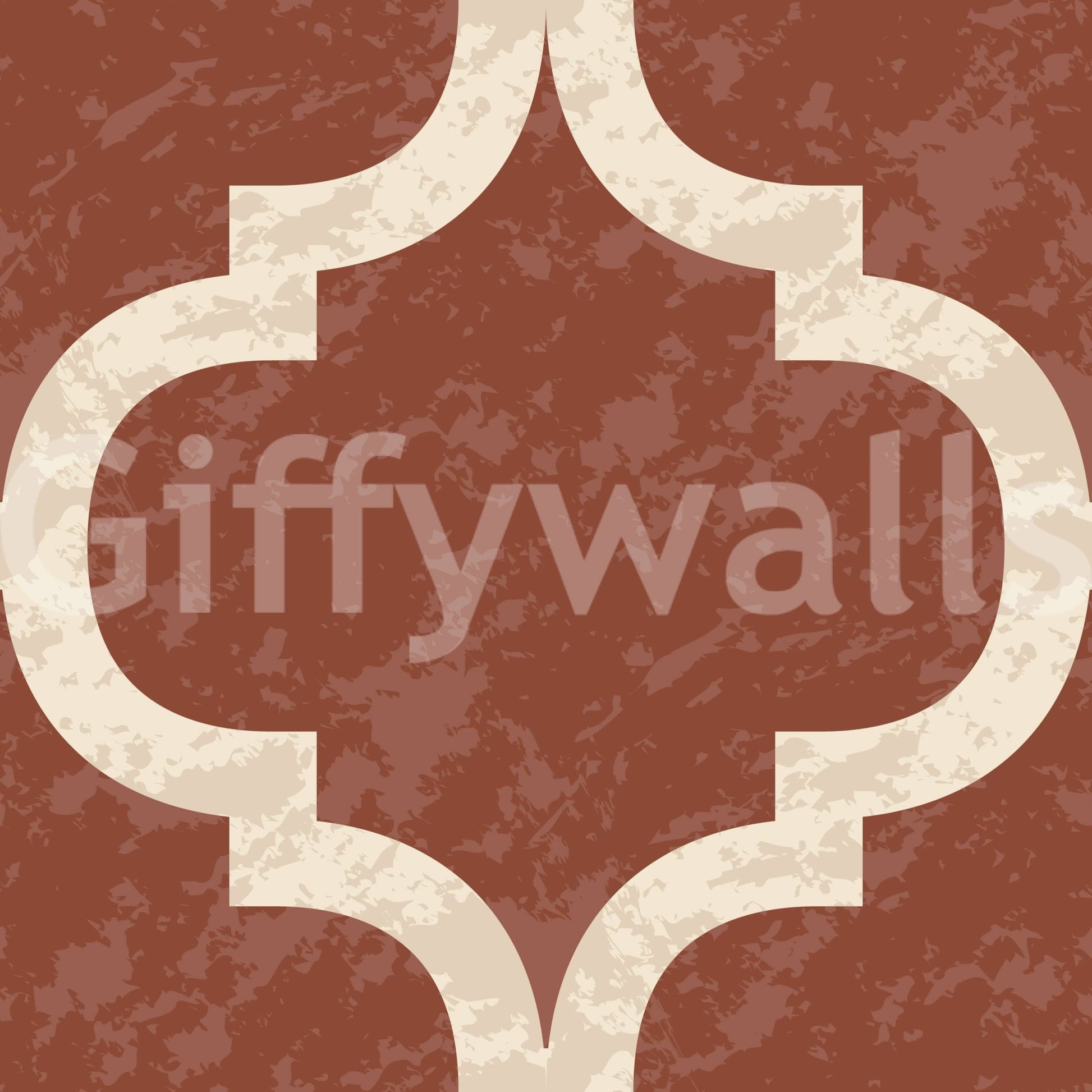 Textured-look amber ogee wallpaper with classic Moroccan shapes