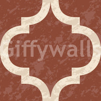 Textured-look amber ogee wallpaper with classic Moroccan shapes