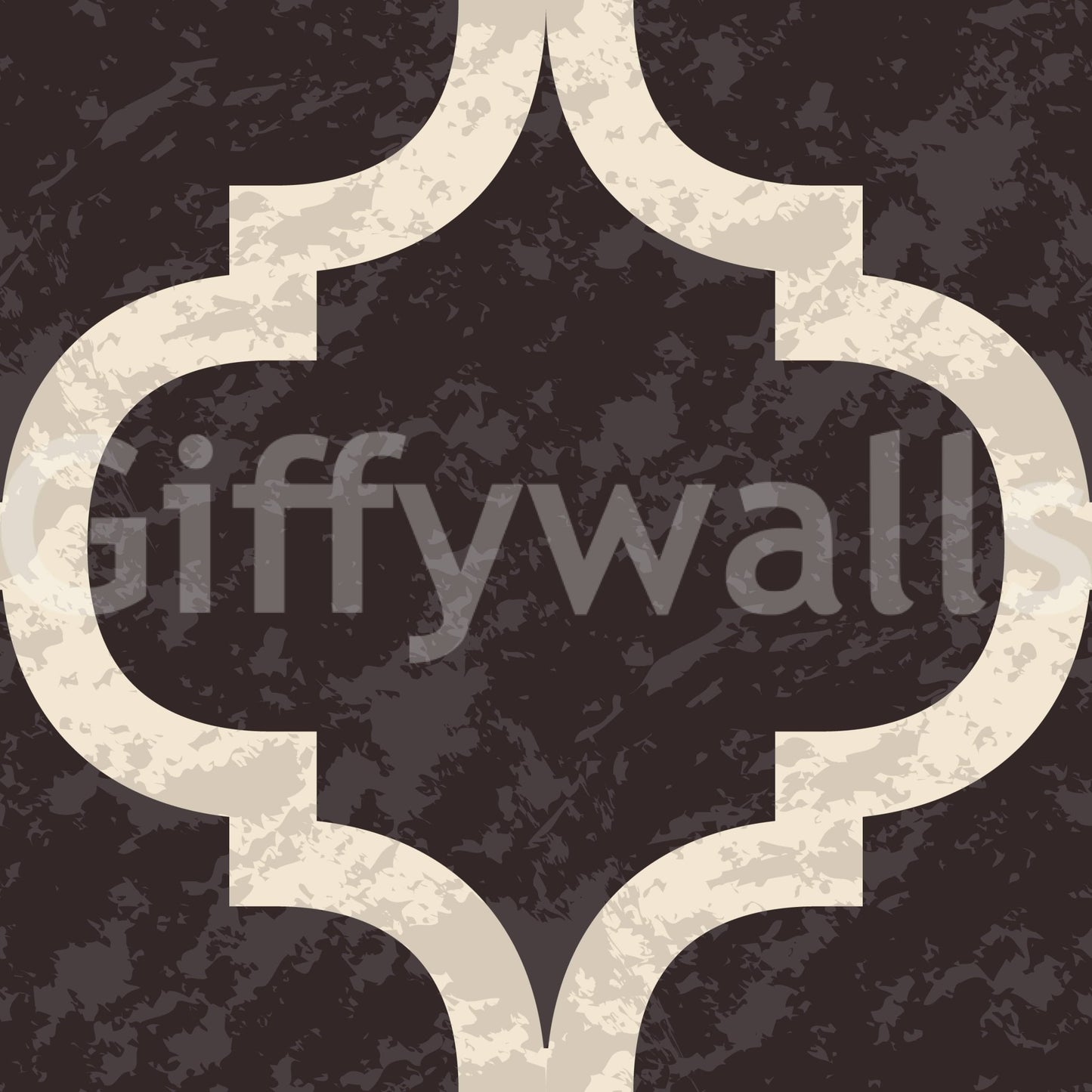 Traditional Moroccan Ogee Black Cocoa graphic printed wall mural.