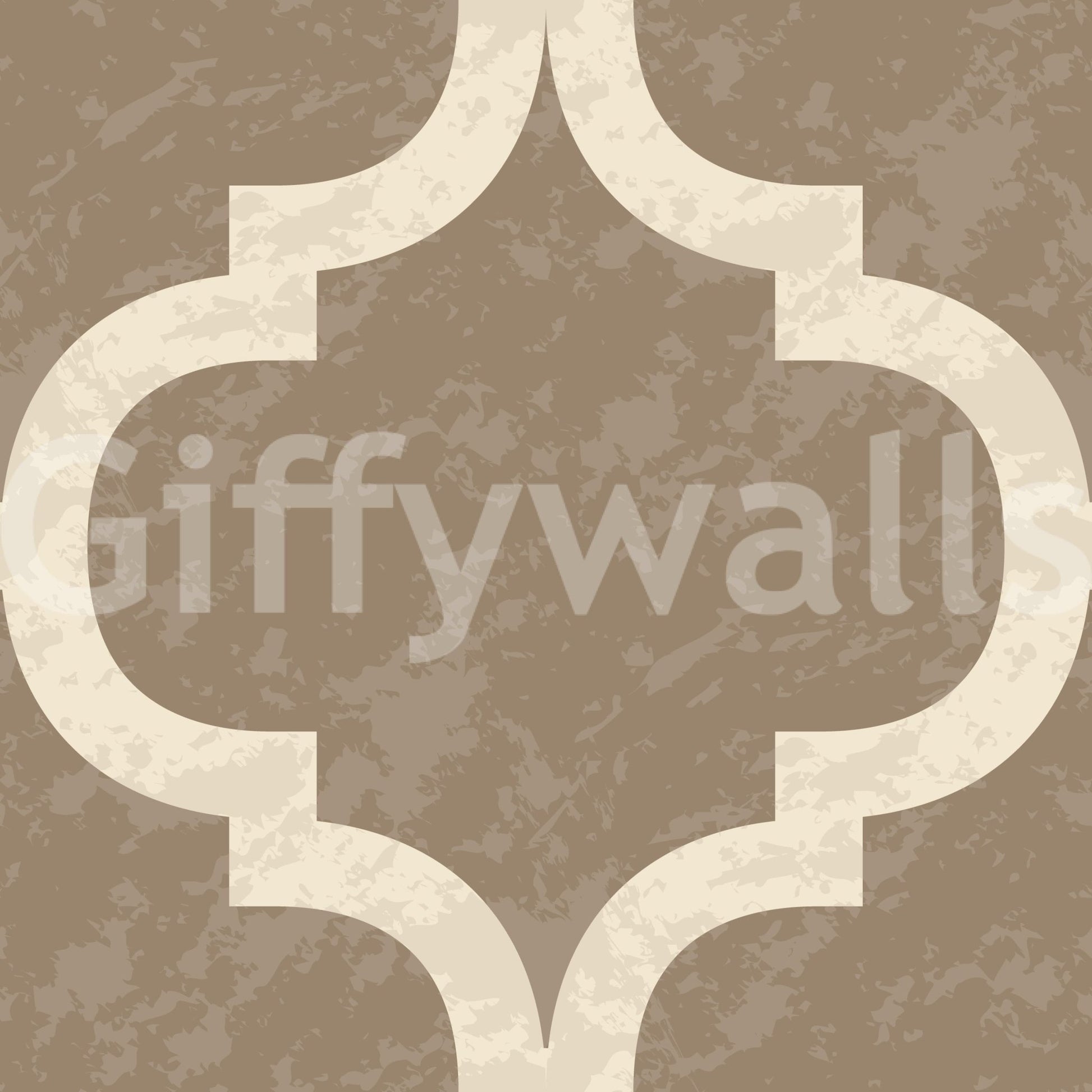 Classic Moroccan trellis wallpaper in burnished gold and cream