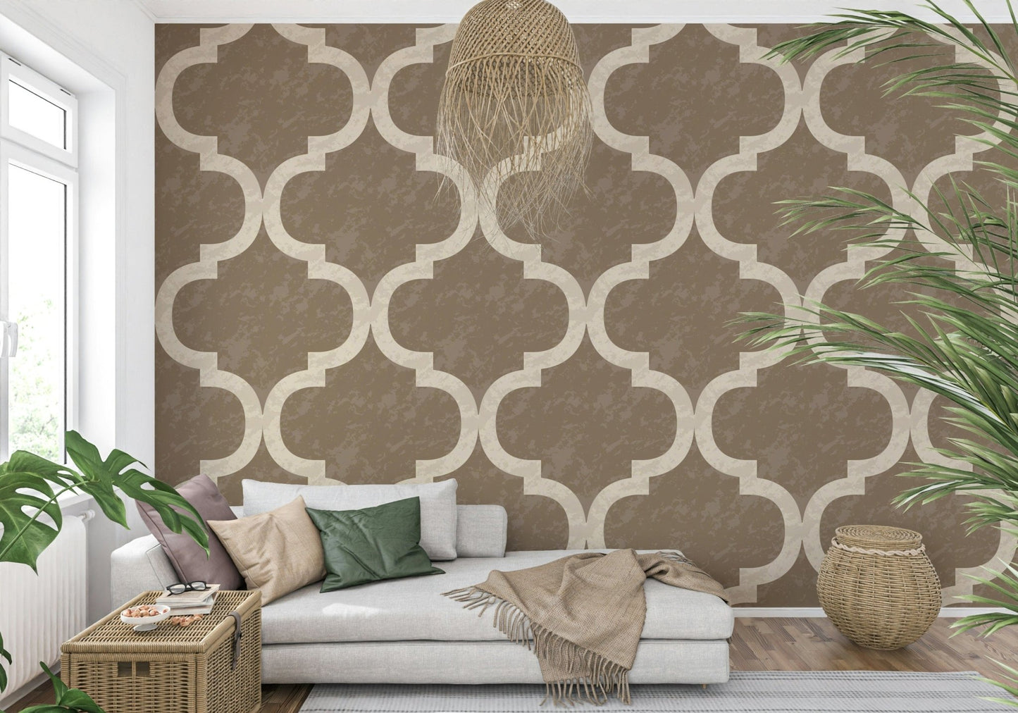 Moroccan-inspired brass wallpaper for elegant feature walls