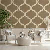 Textured-look brass ogee wallpaper for cozy sophisticated interiors