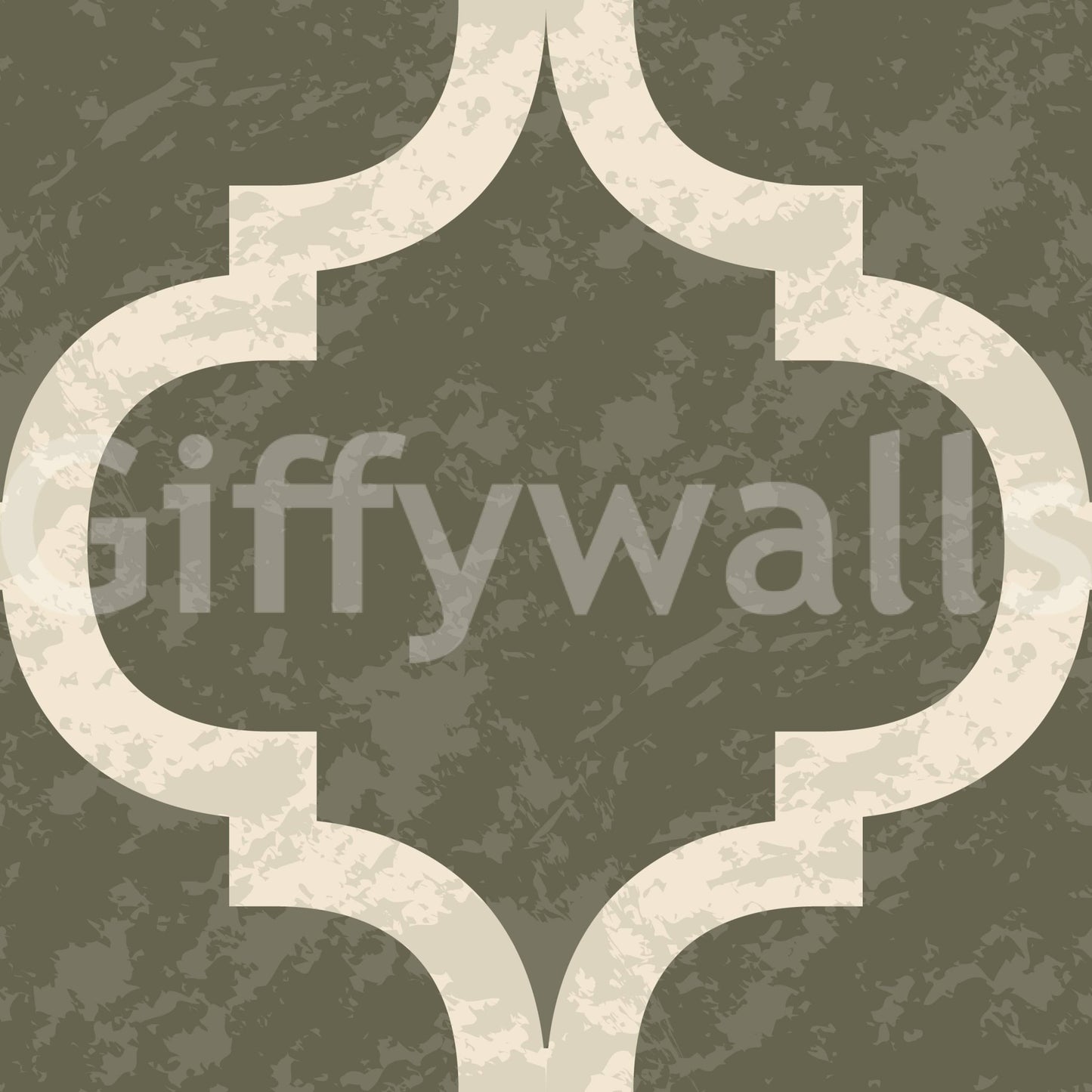 Classic Moroccan ogee wall wallpaper in olive and ivory