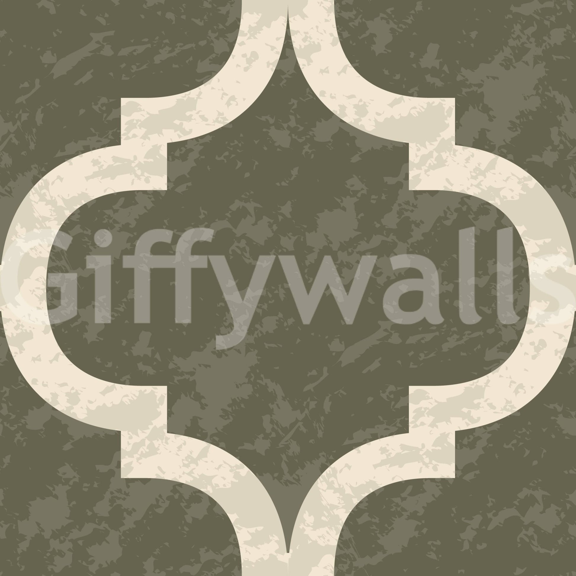 Classic Moroccan ogee wall wallpaper in olive and ivory