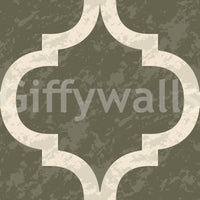 Classic Moroccan ogee wall wallpaper in olive and ivory