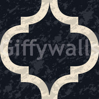 Textured-look ink black trellis wallpaper with warm contrast