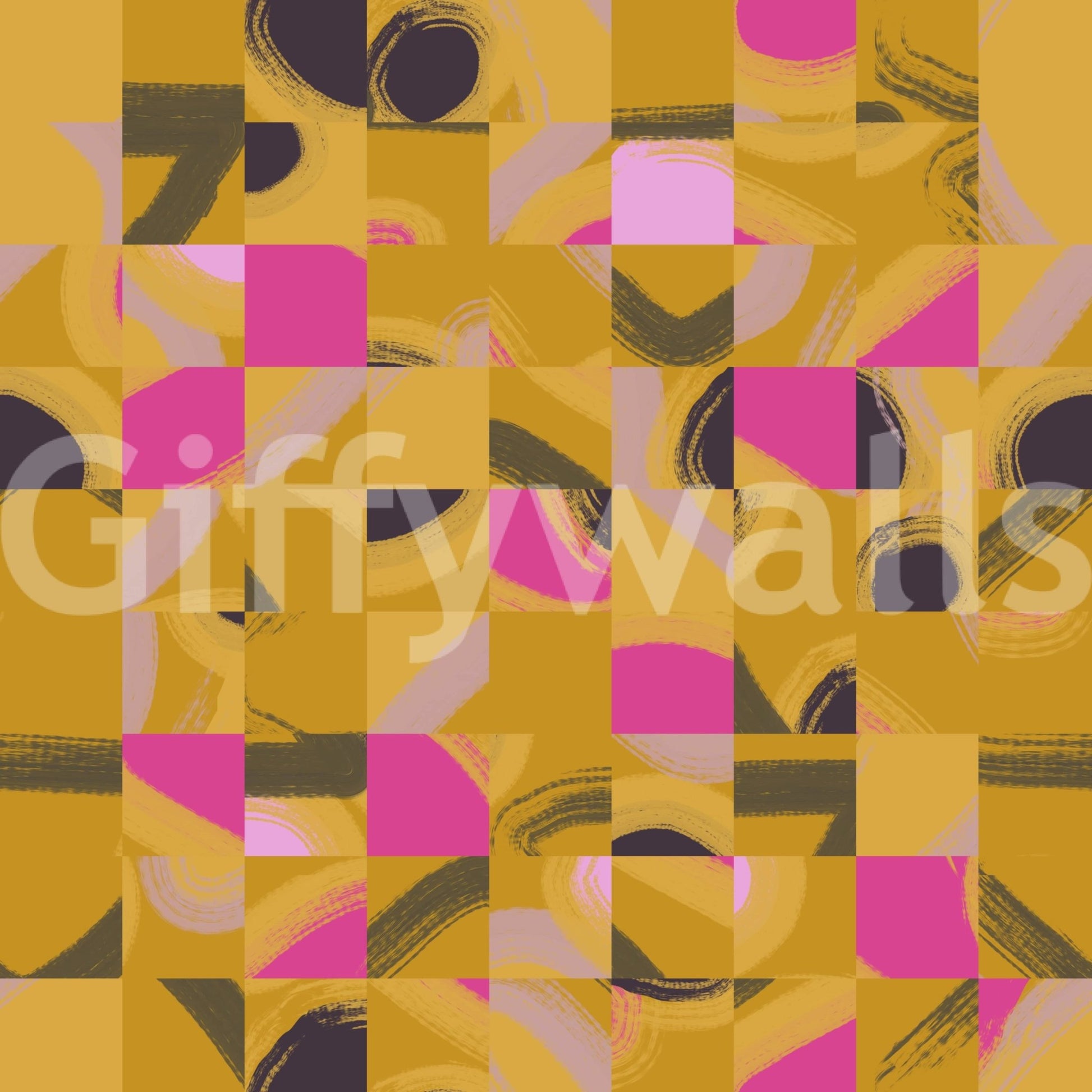 Mosaic Brushstrokes Abstract wallpaper, motley squares, sophisticated modern twist.