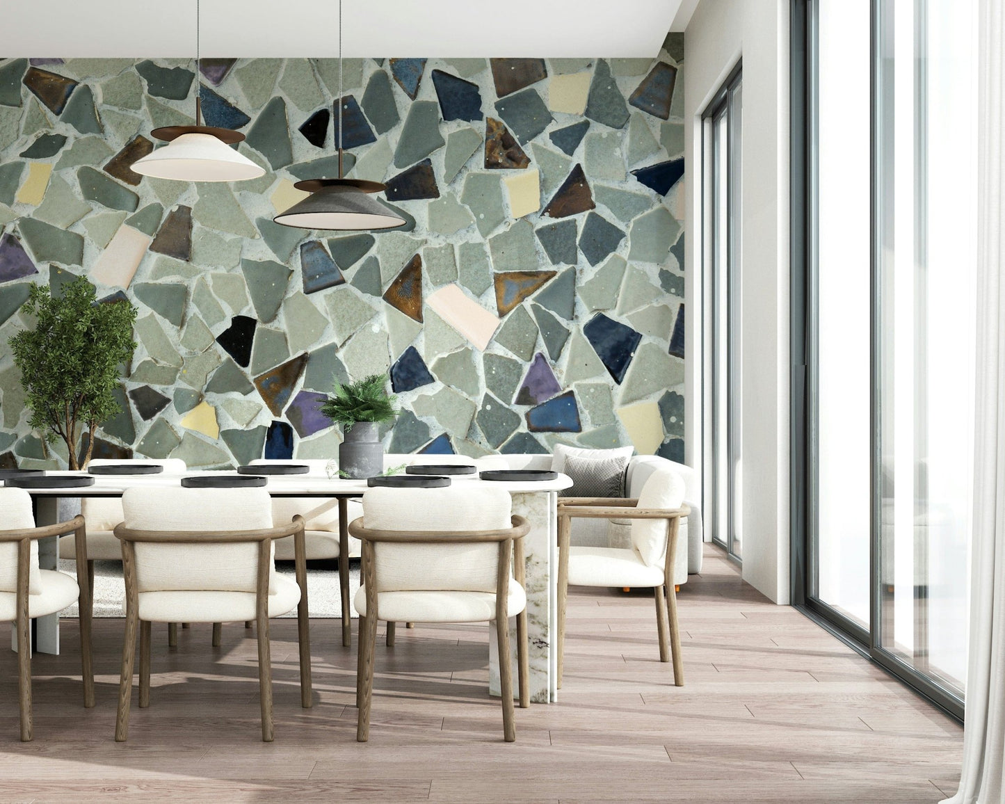 Shabby chic mosaic style mural intricate and unique