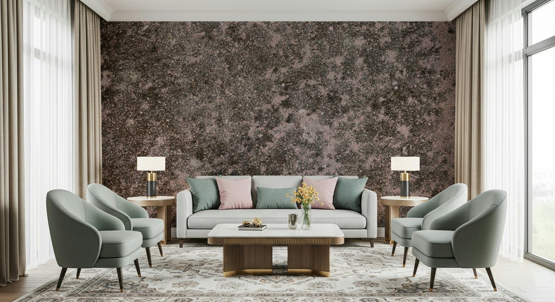 Decorative wall mural combining mottled soil textures and earthy hues for a cozy, grounded aesthetic.