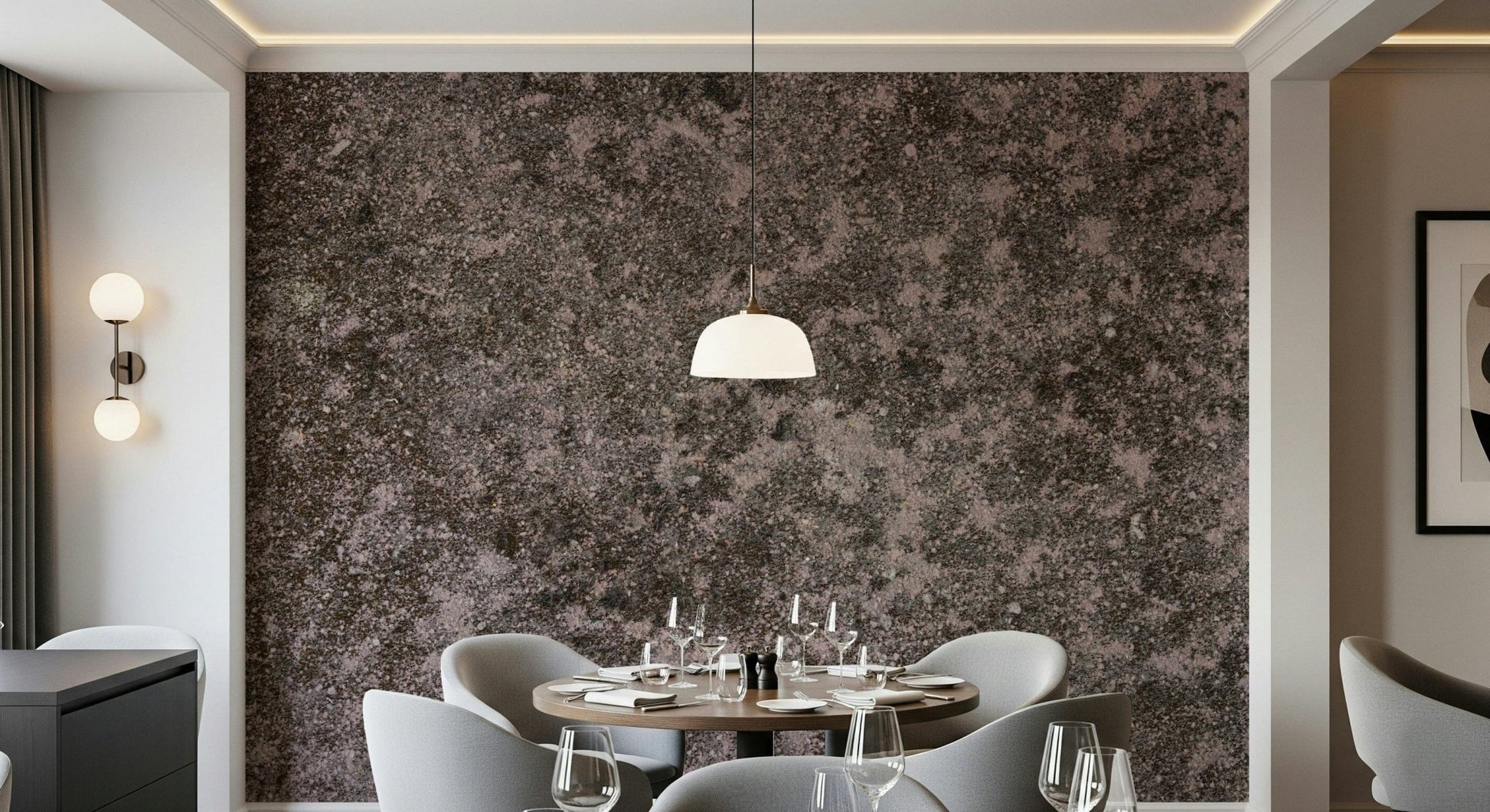 Wall mural featuring soft, layered earth textures in neutral tones for nature-inspired interiors.