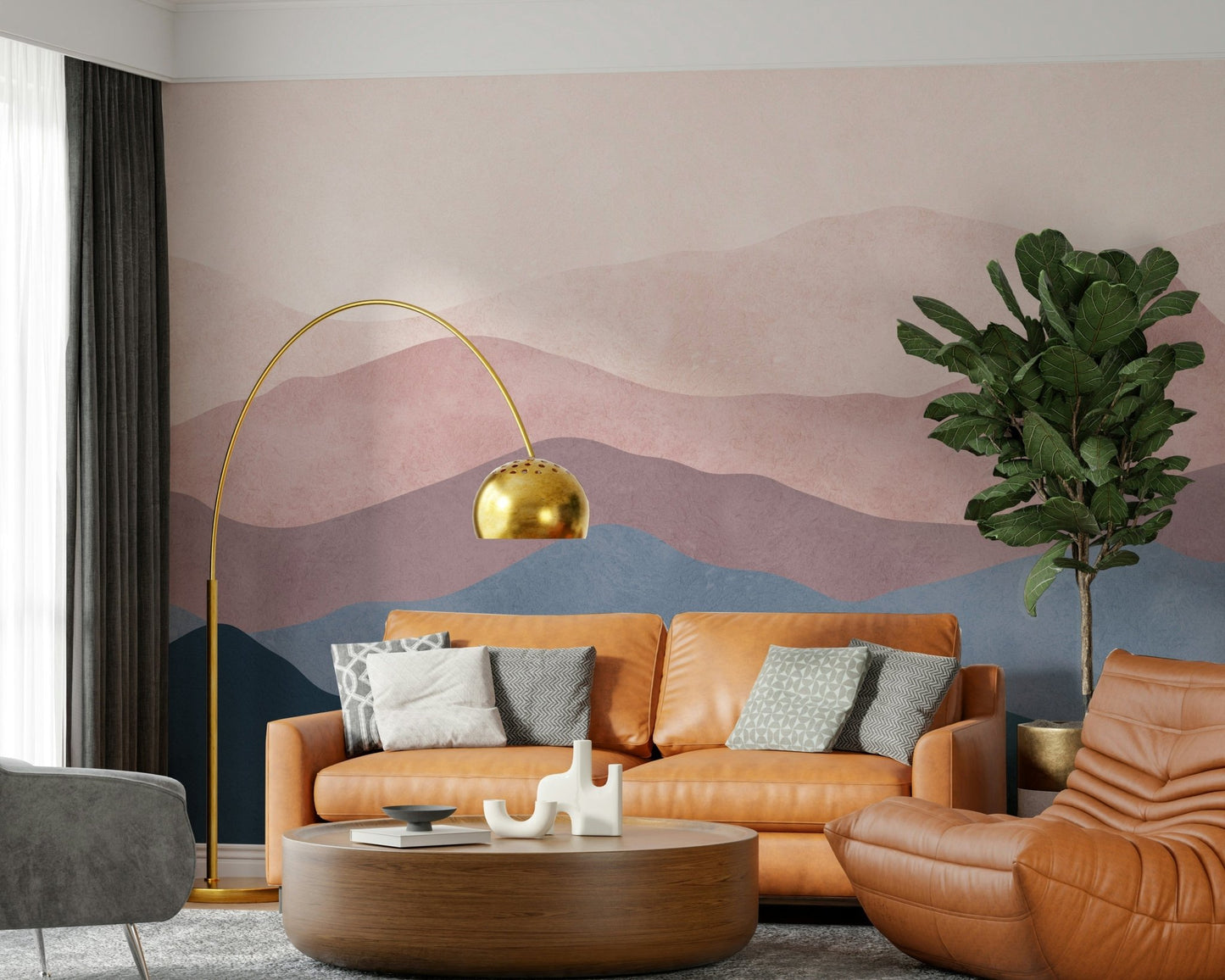 Mountain Dreams watercolor wash wallpaper. Subtle texture creating depth. Calm wall look.