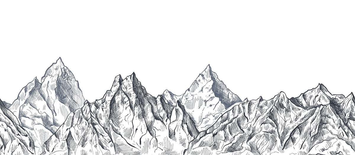 Hand Drawn Mystic Mountain Wallpaper Murals in your room — zoomed