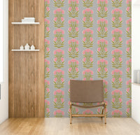 The composition is a symmetrical and repeating pattern.

