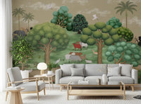 The Mughal Forest Serenity wall mural fits a home office or library.