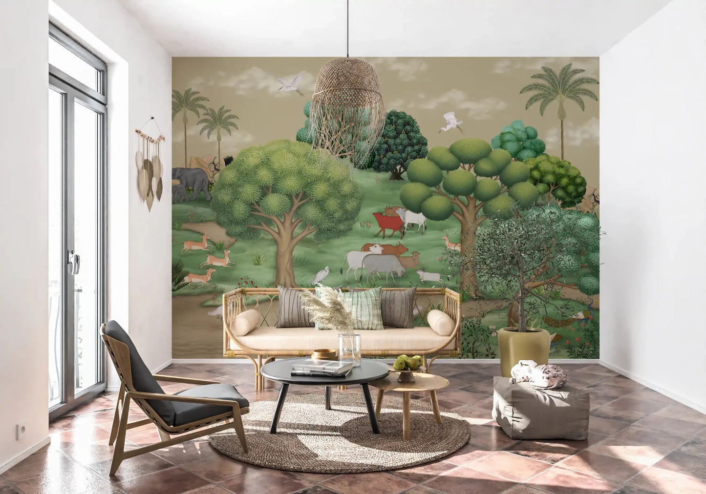 Update a Hallway with the Mughal Forest Serenity nature wall mural.