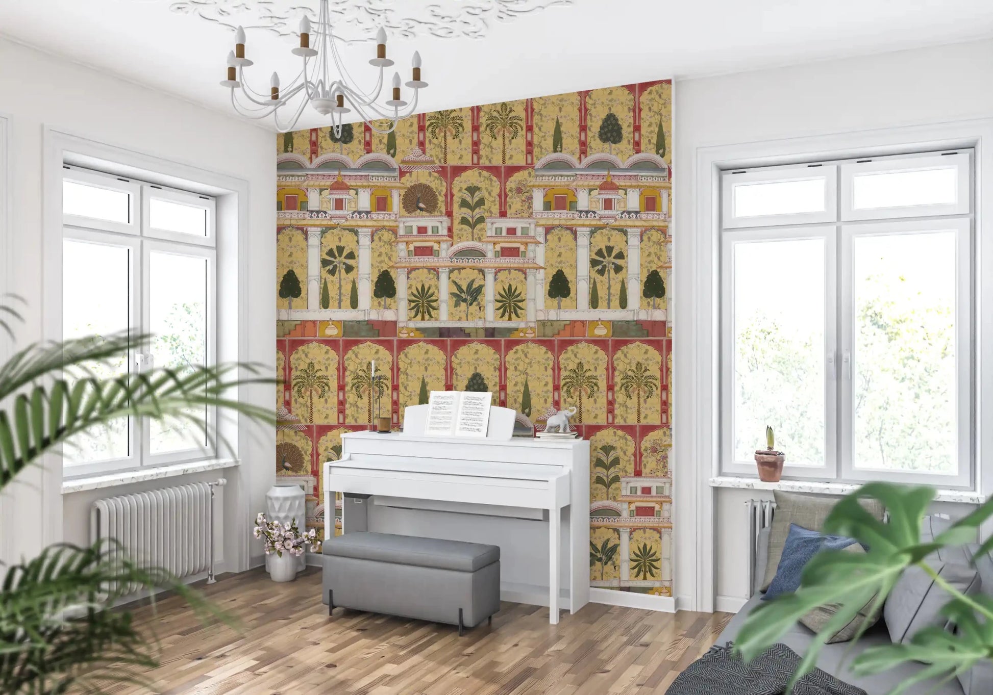 Grandeur palace wall mural in a refined Music room
